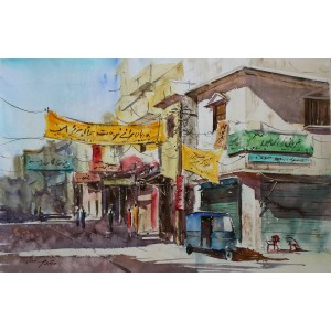 Shaima umer, Qissa Khawani Bazar Peshawar, 14 x 21 Inch, Water Color on Paper, Cityscape Painting, AC-SHA-028